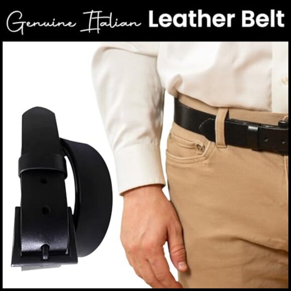Genuine Italian Leather Belt, Vegetable Tanned, TSA Friendly No Metal main image 6